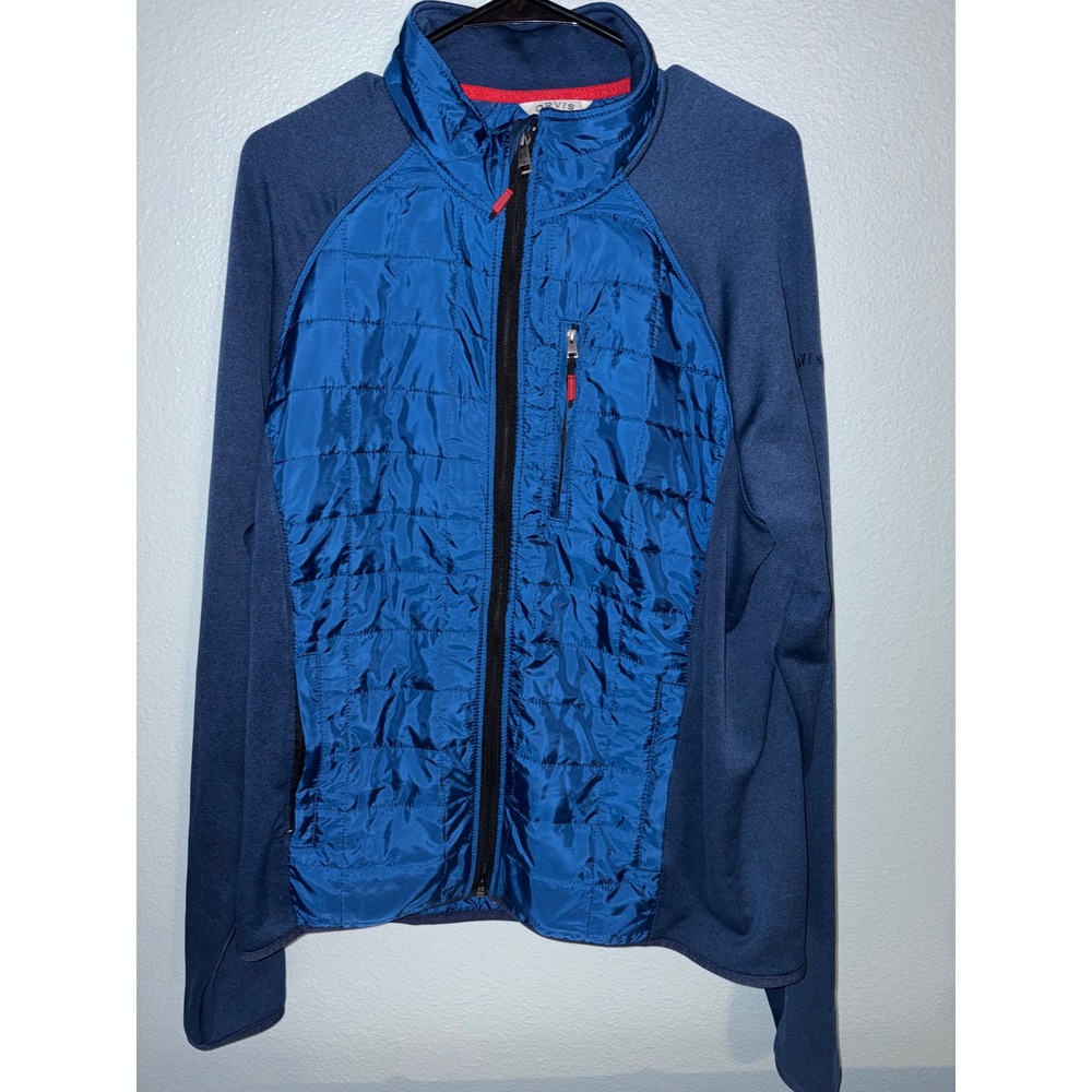 Orvis Classic Collection Mens Blue Hybrid Quilted Full Zip Jacket Large